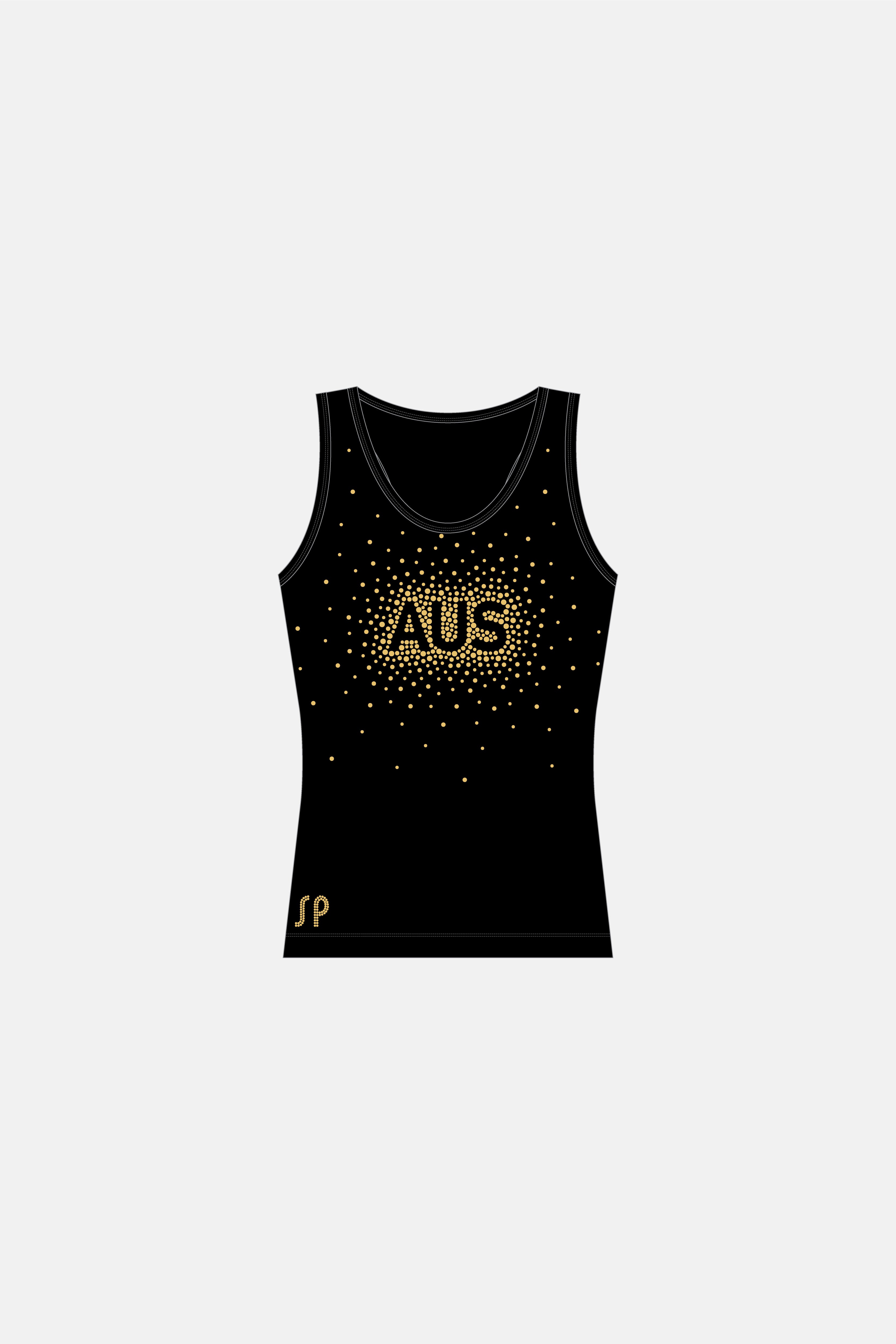 Girls Black Aus Singlet - Optional