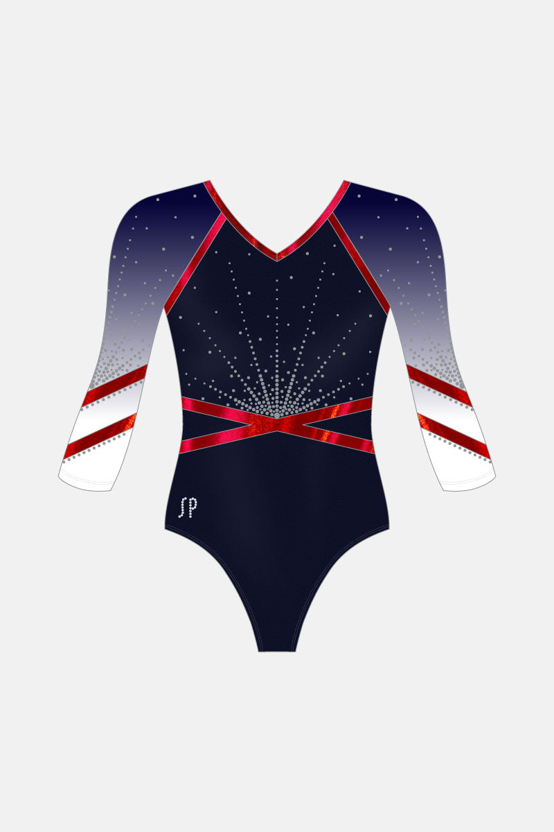 Girls Navy 3/4 Slv Leotard