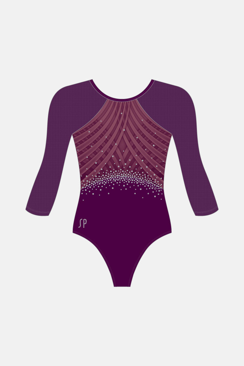 Azia Sequin 3/4 Sleeve Leotard Shelf Bra