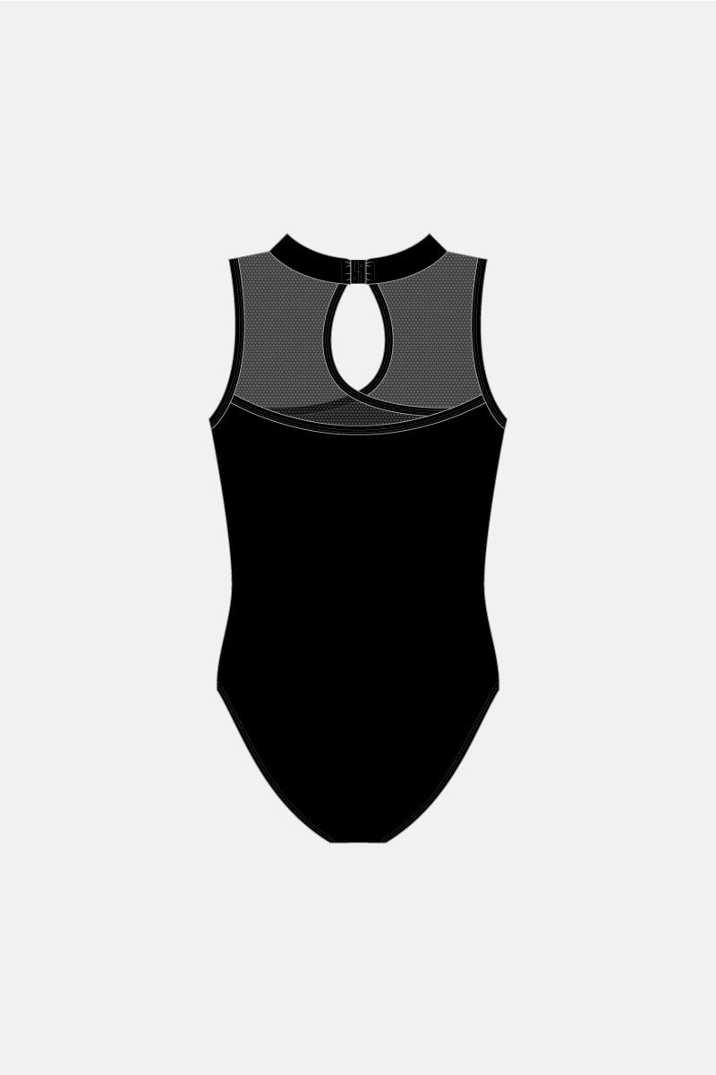Girls Black Podium Sleeveless Leotard