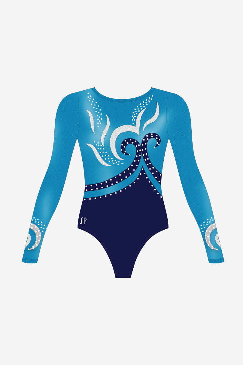 Girls Electric Blue Long Sleeve Leotard