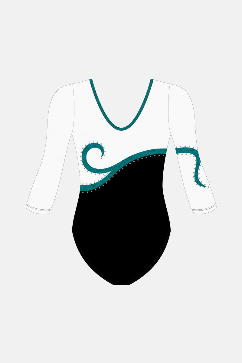 Girls 3/4 Sleeve White Leotard