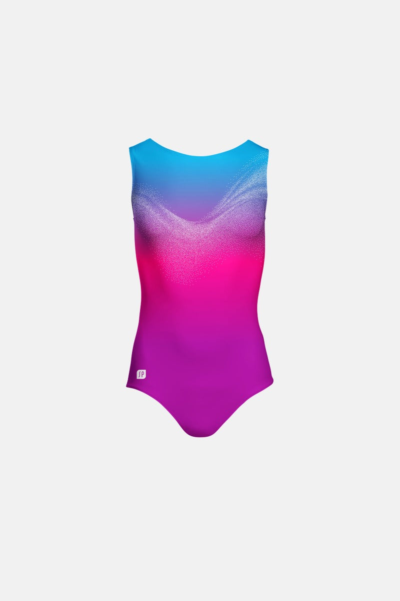 Girls Sleeveless Leotard - Blue/Burg