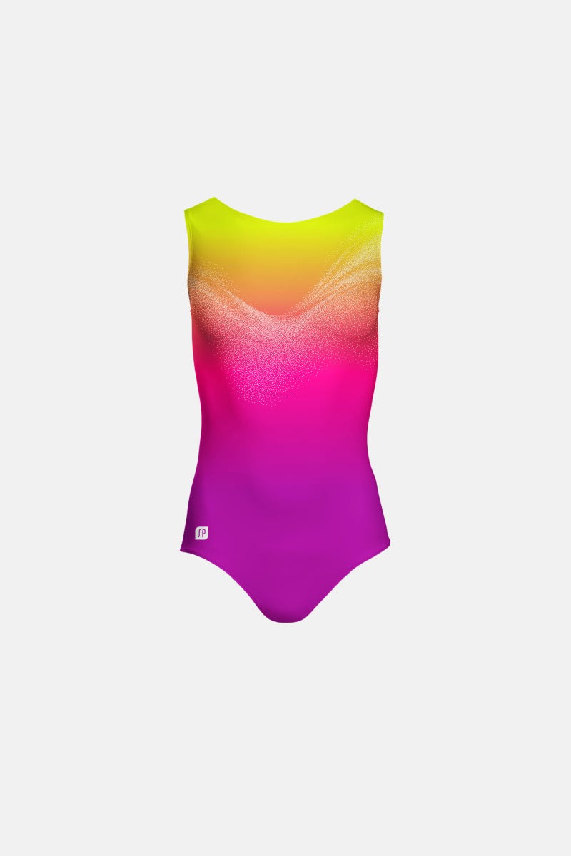 Girls Sleeveless Leotard - Yellow/Burg