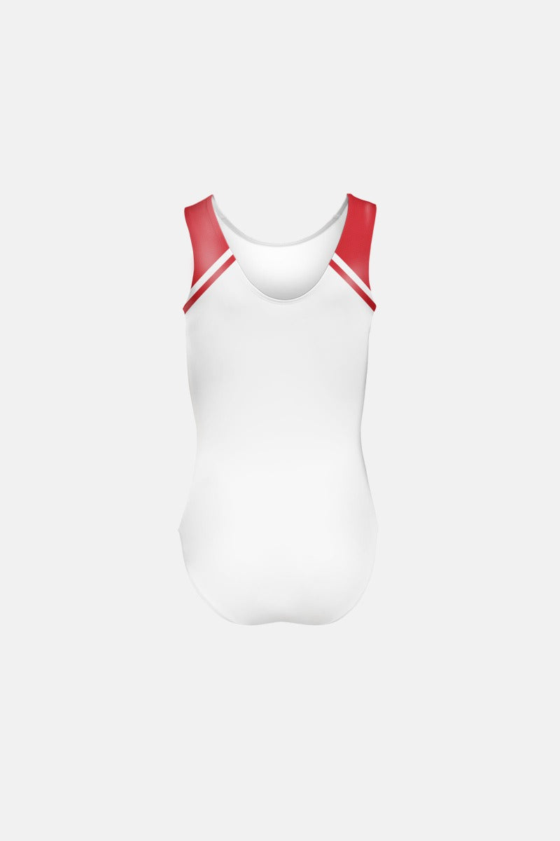 Girls Red & White Sleeveless Leotard