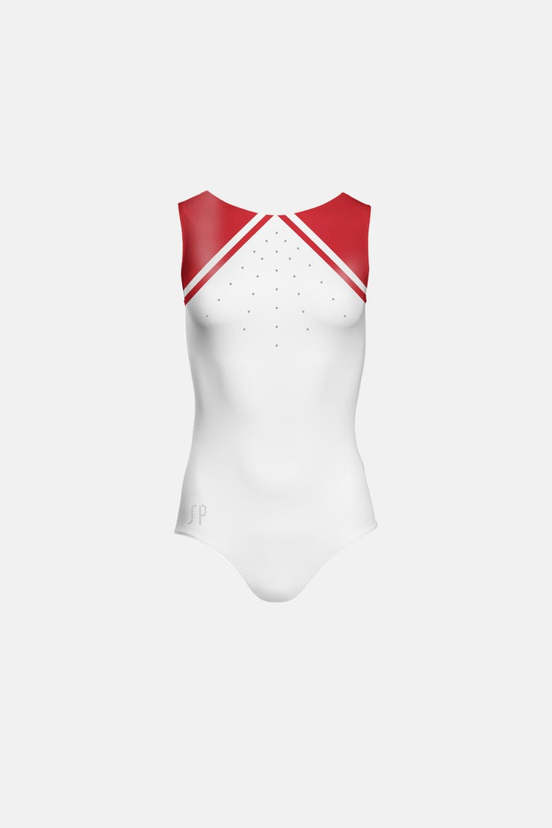 Girls Red & White Sleeveless Leotard