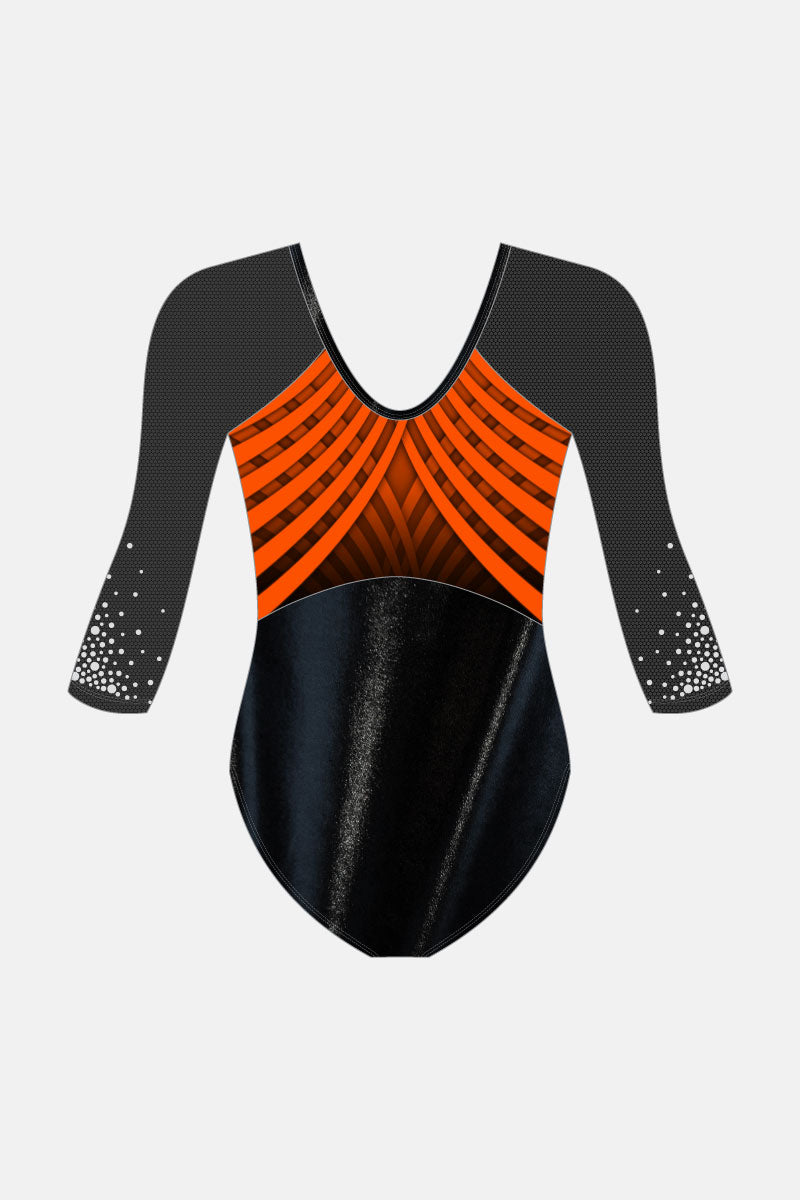 Girls Competition 3/4 Slv Leotard Shelf Bra