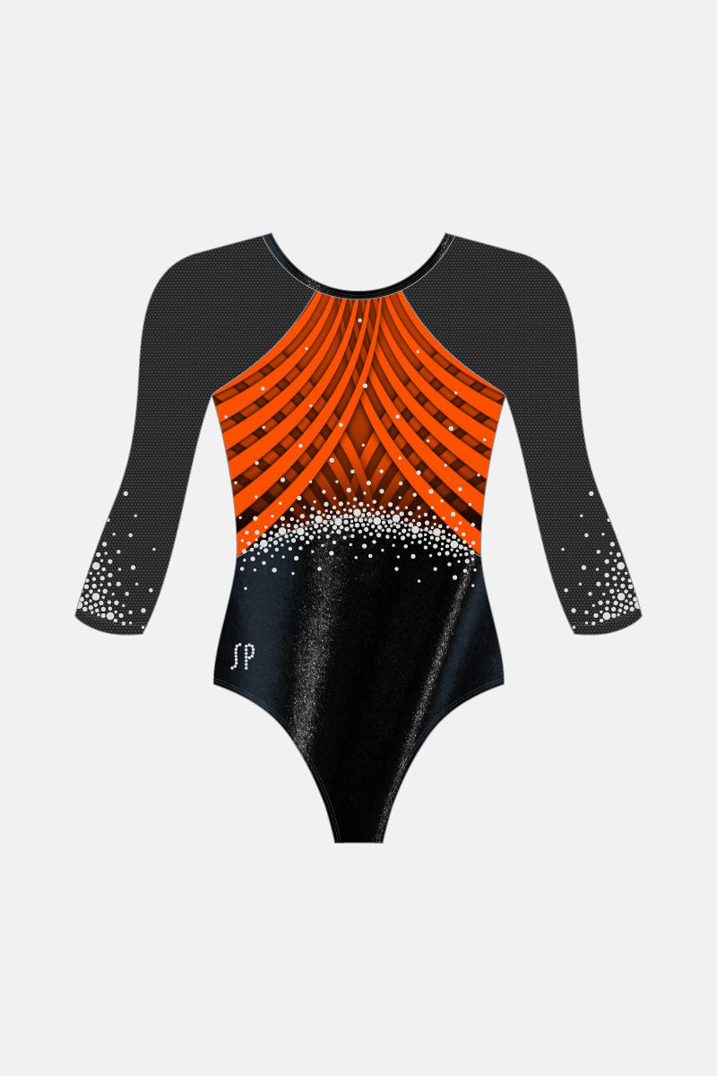 Girls Competition 3/4 Slv Leotard Shelf Bra