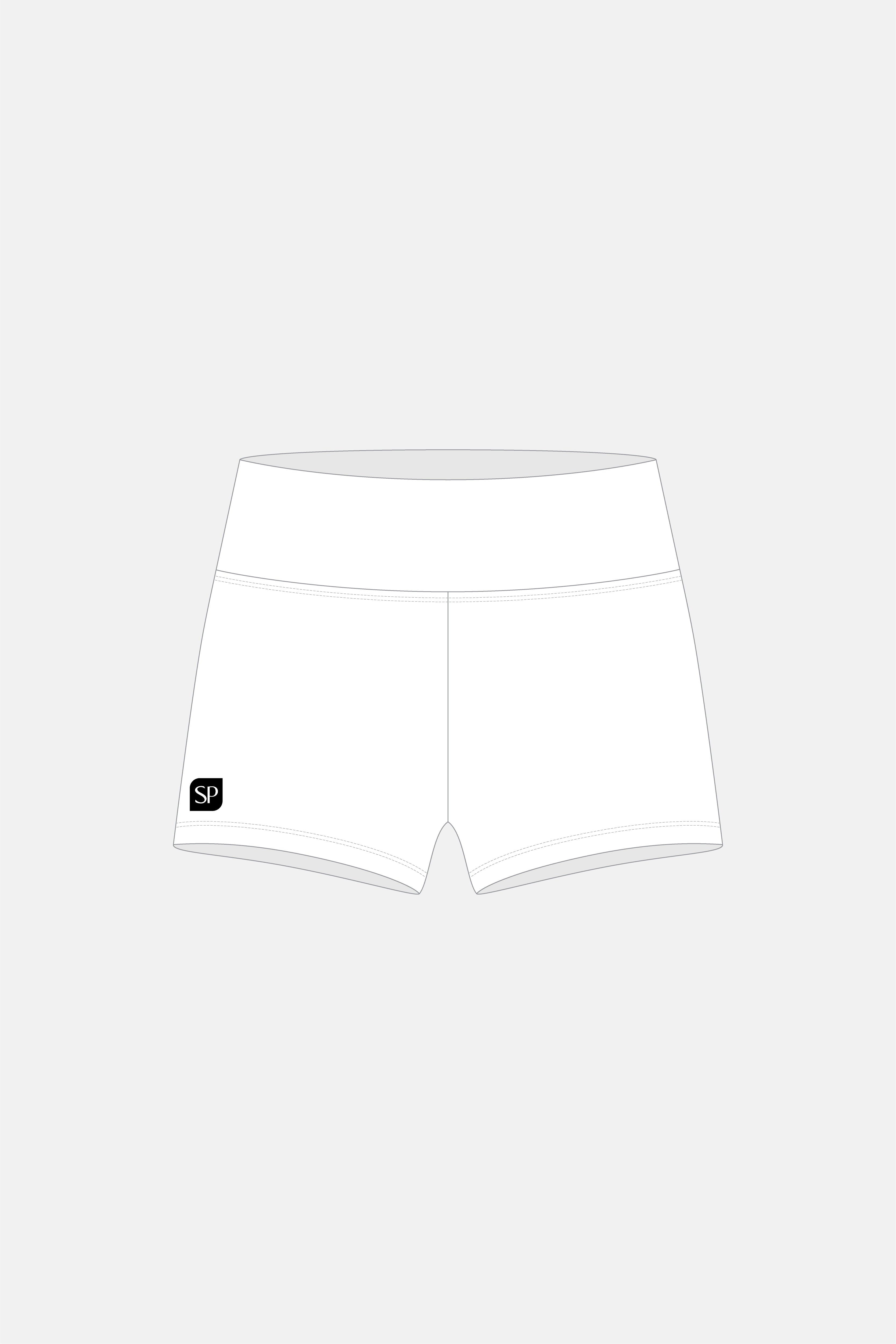 White Matt Mid Rise Waistband Shorts