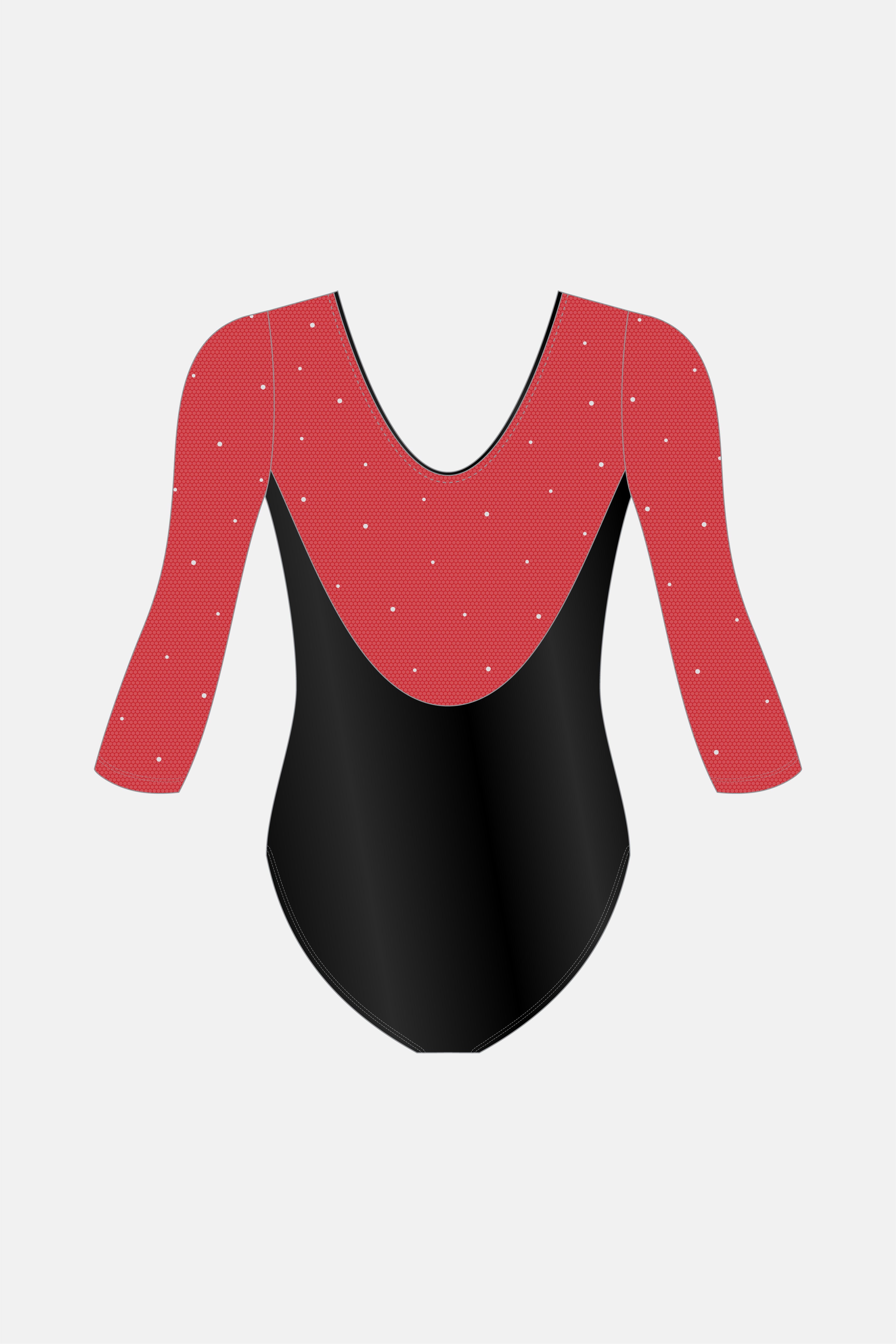 Red Black Rita 3/4 Slv Leotard