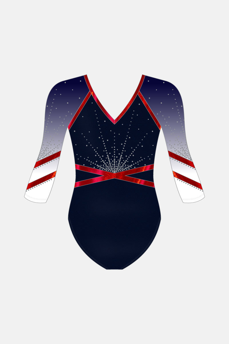 Girls Navy 3/4 Slv Leotard