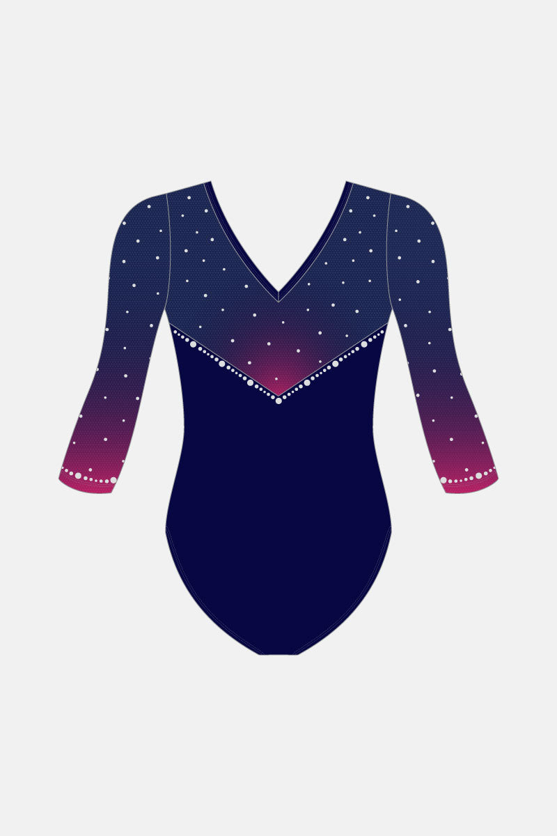 Navy Waterfall 3/4 Slv Leotard