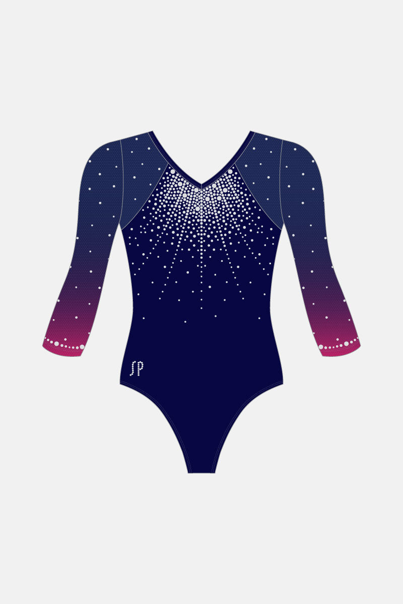 Navy Waterfall 3/4 Slv Leotard