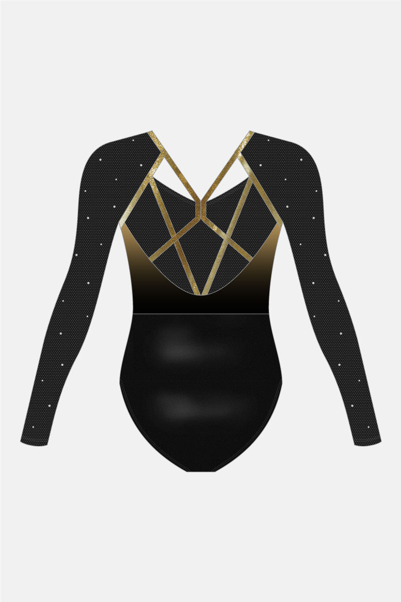 Girls Black Long Slv Leotard
