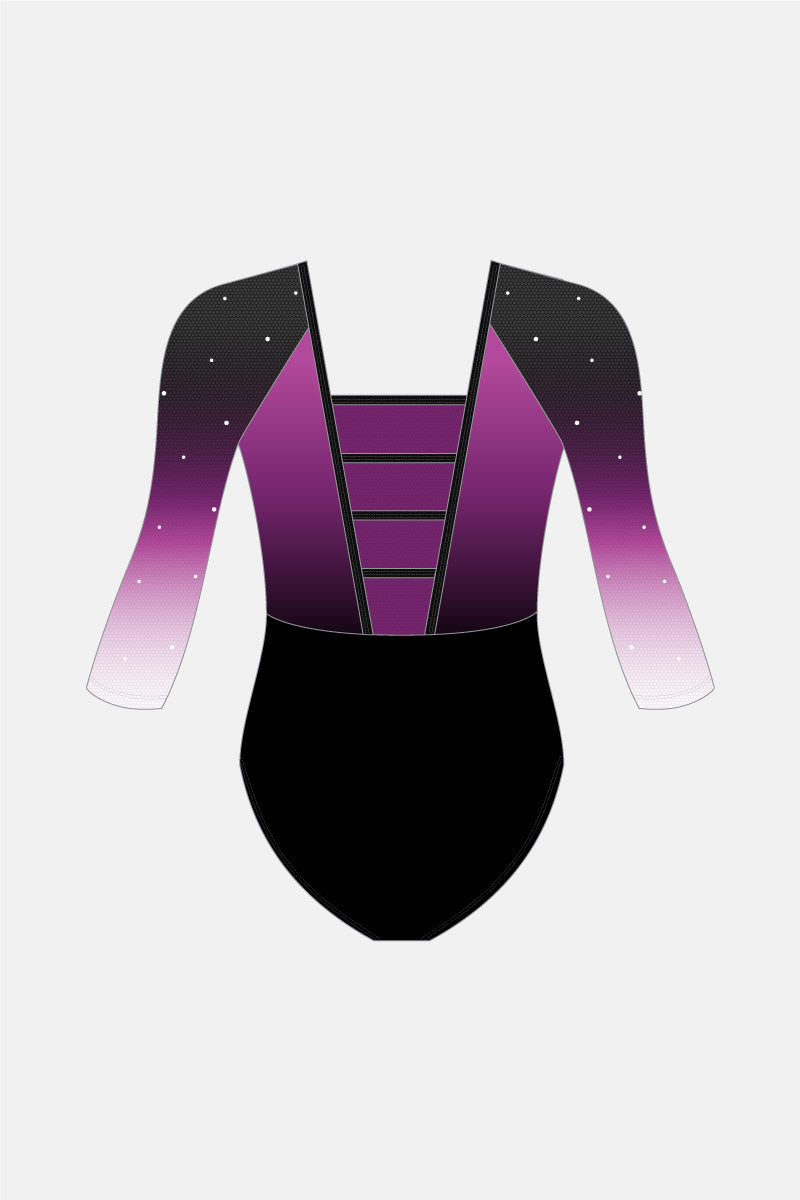 Purple Ombre 3/4 Sleeve Comp Leotard
