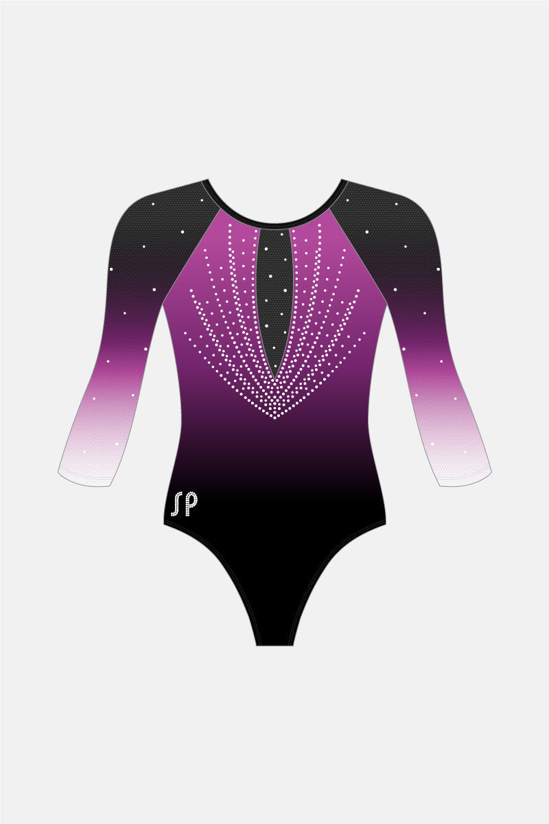 Purple Ombre 3/4 Sleeve Comp Leotard