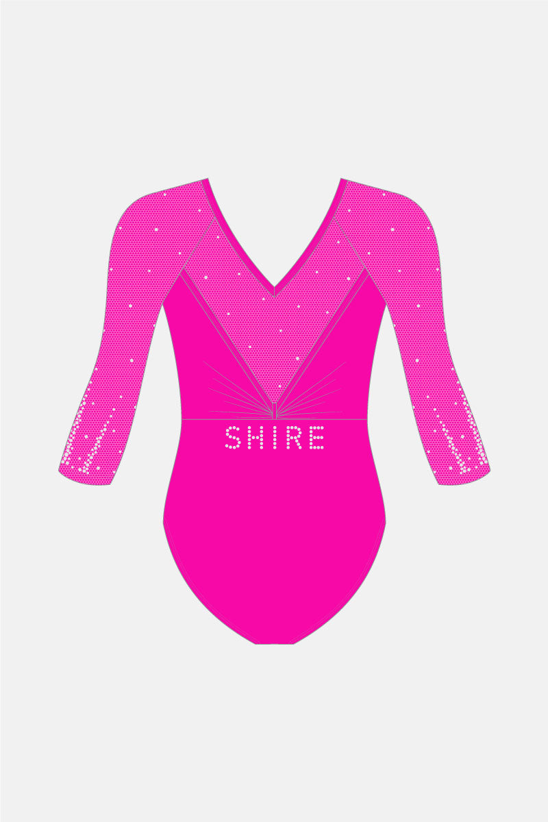 Girls Crystal Comp 3/4 Slv Leotard