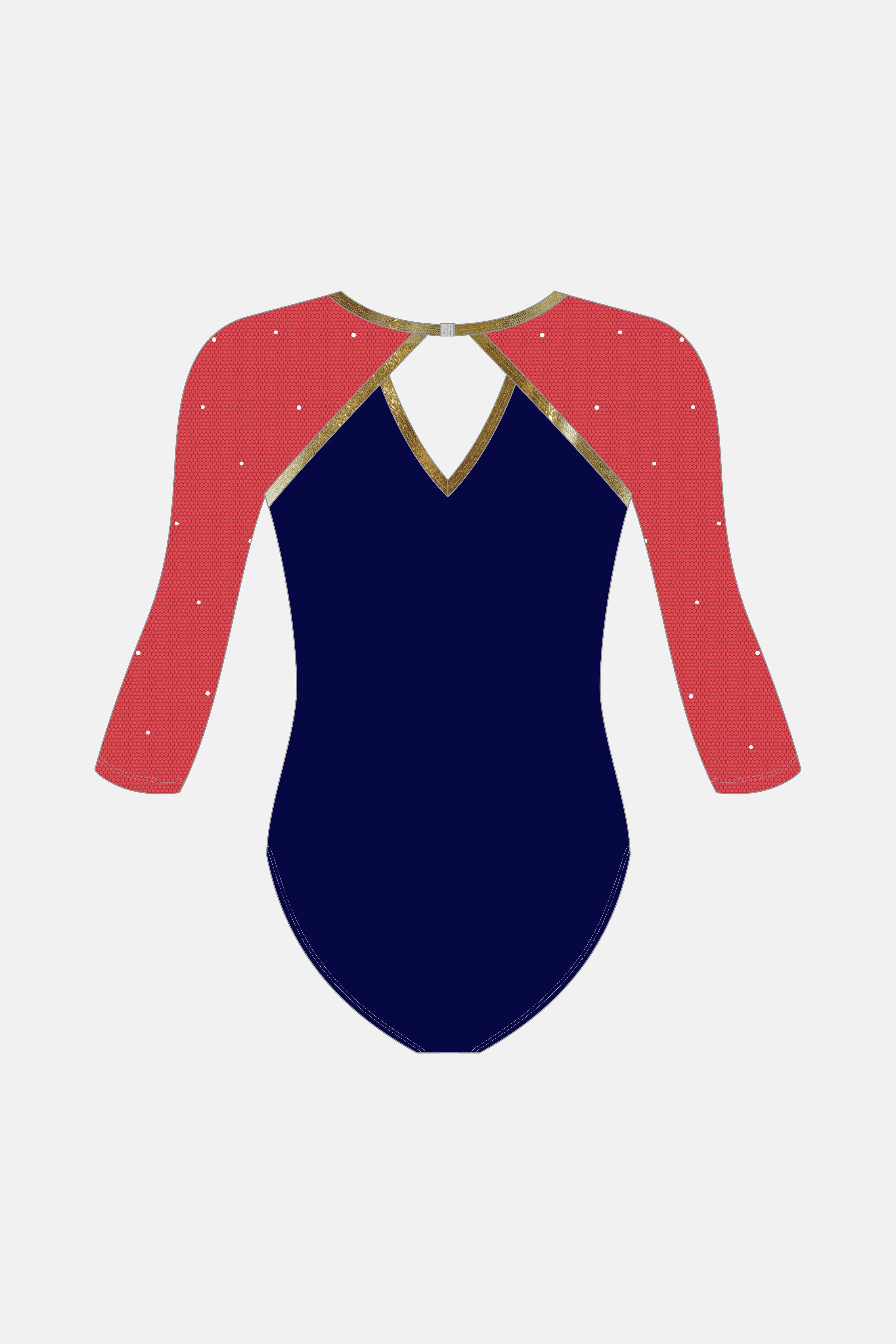 Girls Comp Paris 3/4 Sleeve Leotard Shelf Bra