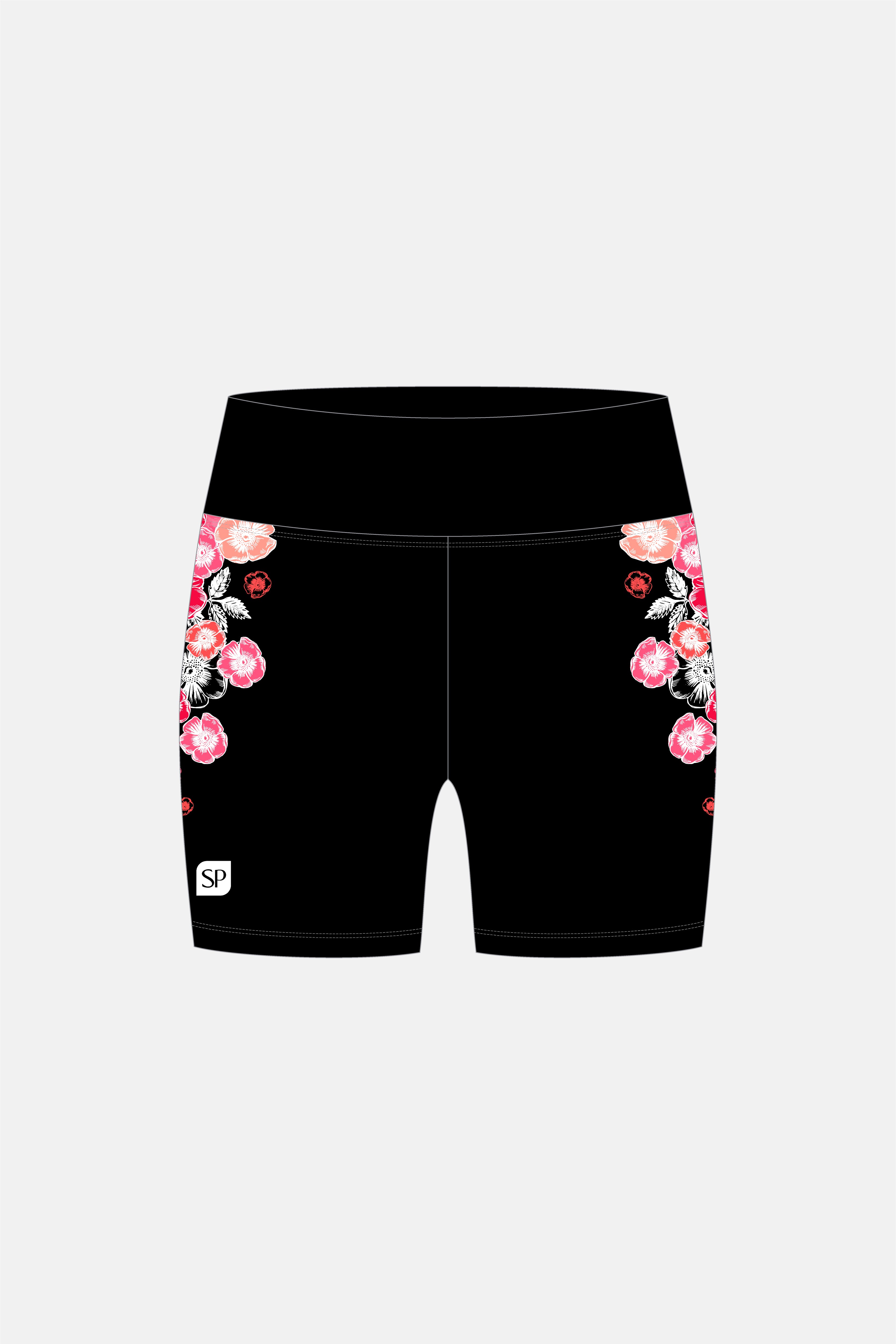 Floral Mid Rise Waistband Long Shorts