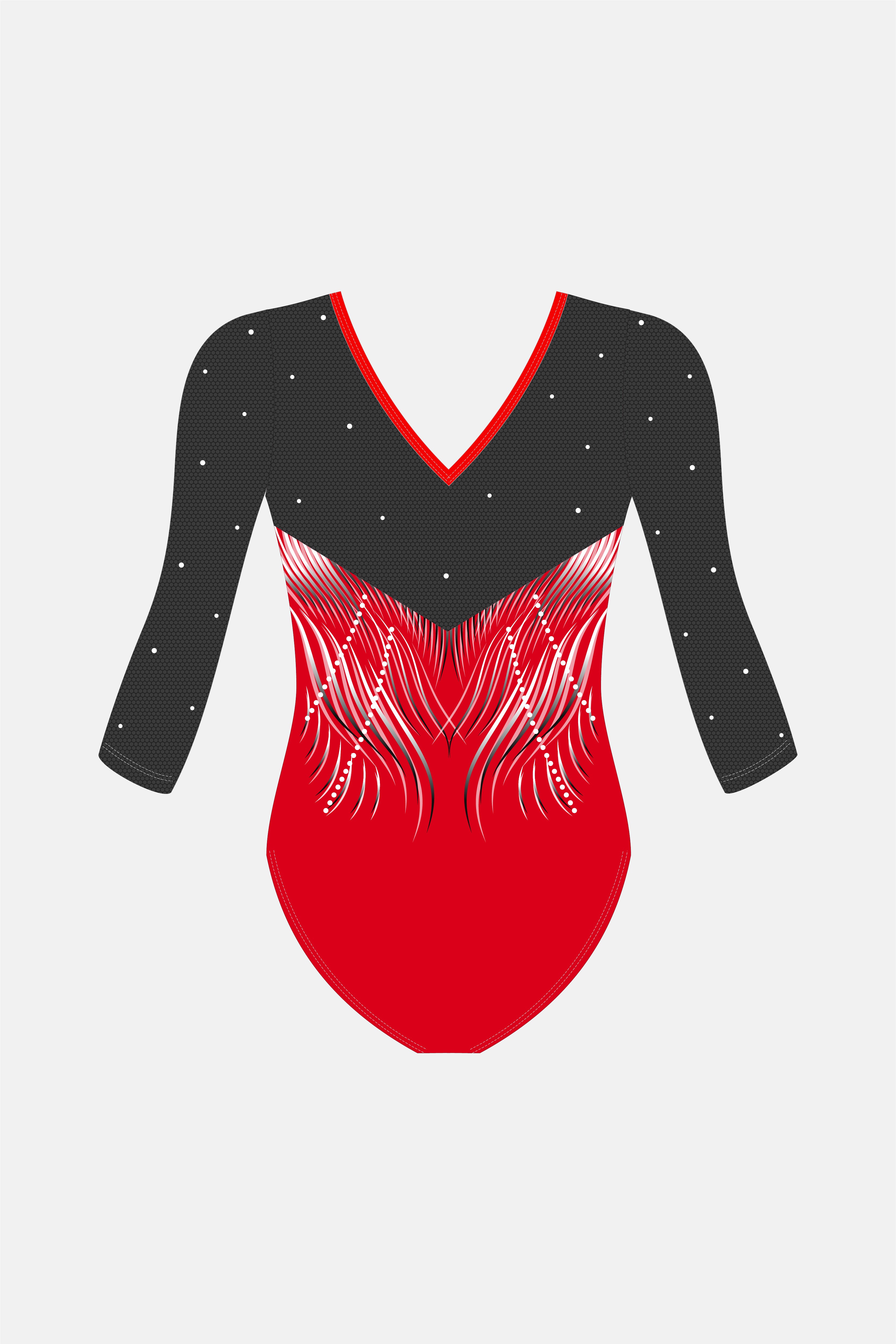 Custom Red 3/4 Sleeve Leotard