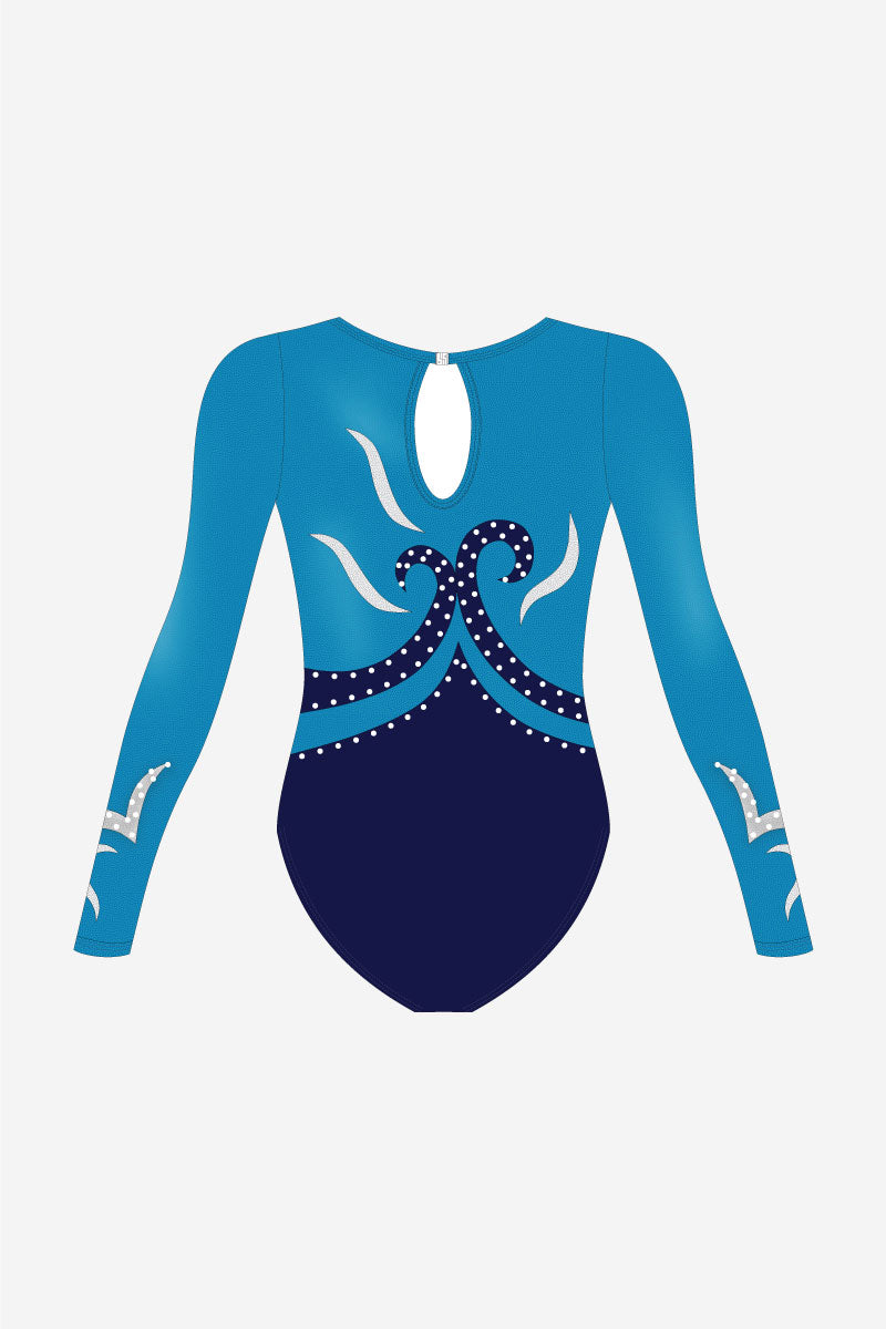Girls Electric Blue Long Sleeve Leotard