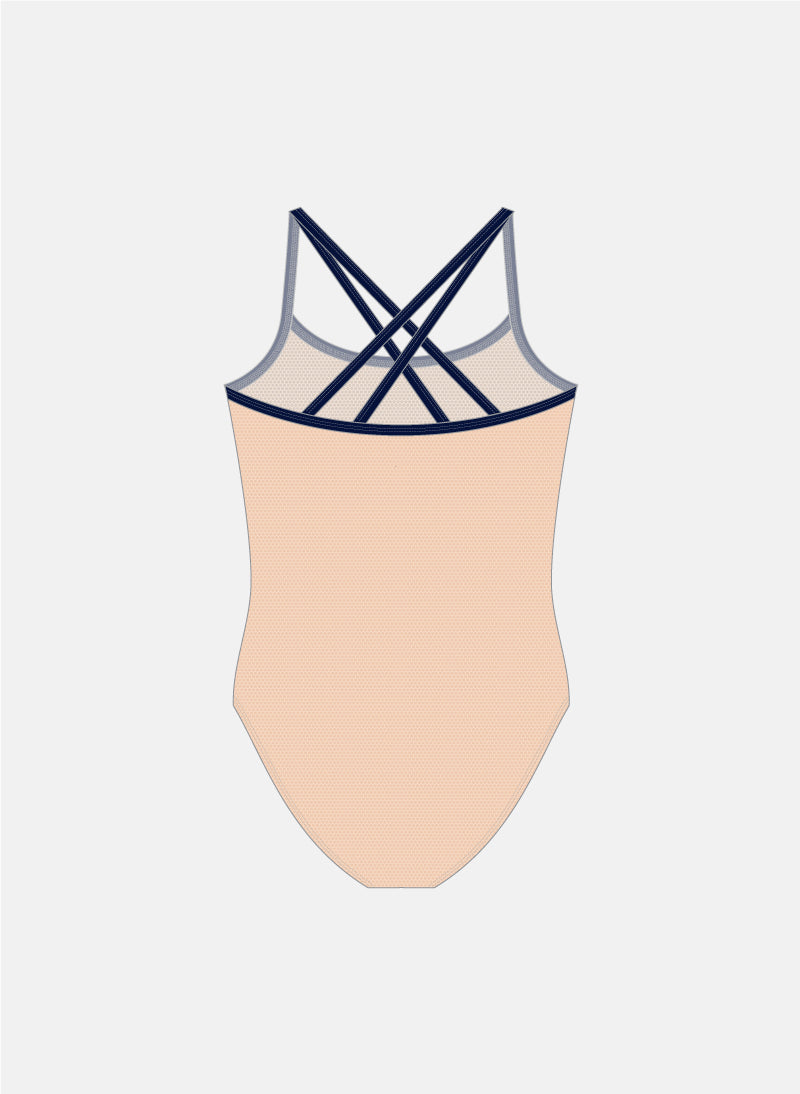 Nude Mesh Body Suit - Navy Straps