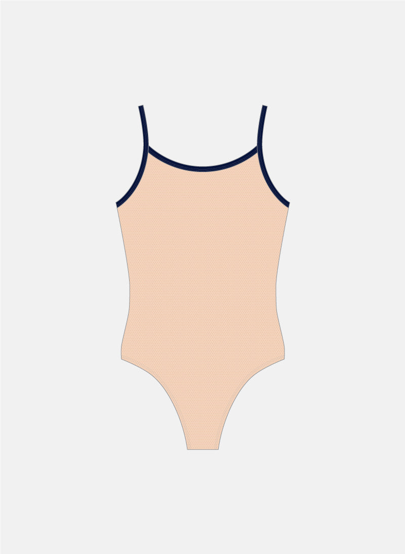 Nude Mesh Body Suit - Navy Straps