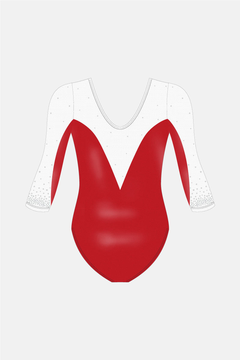 Red Comp 3/4 Sleeve Leotard