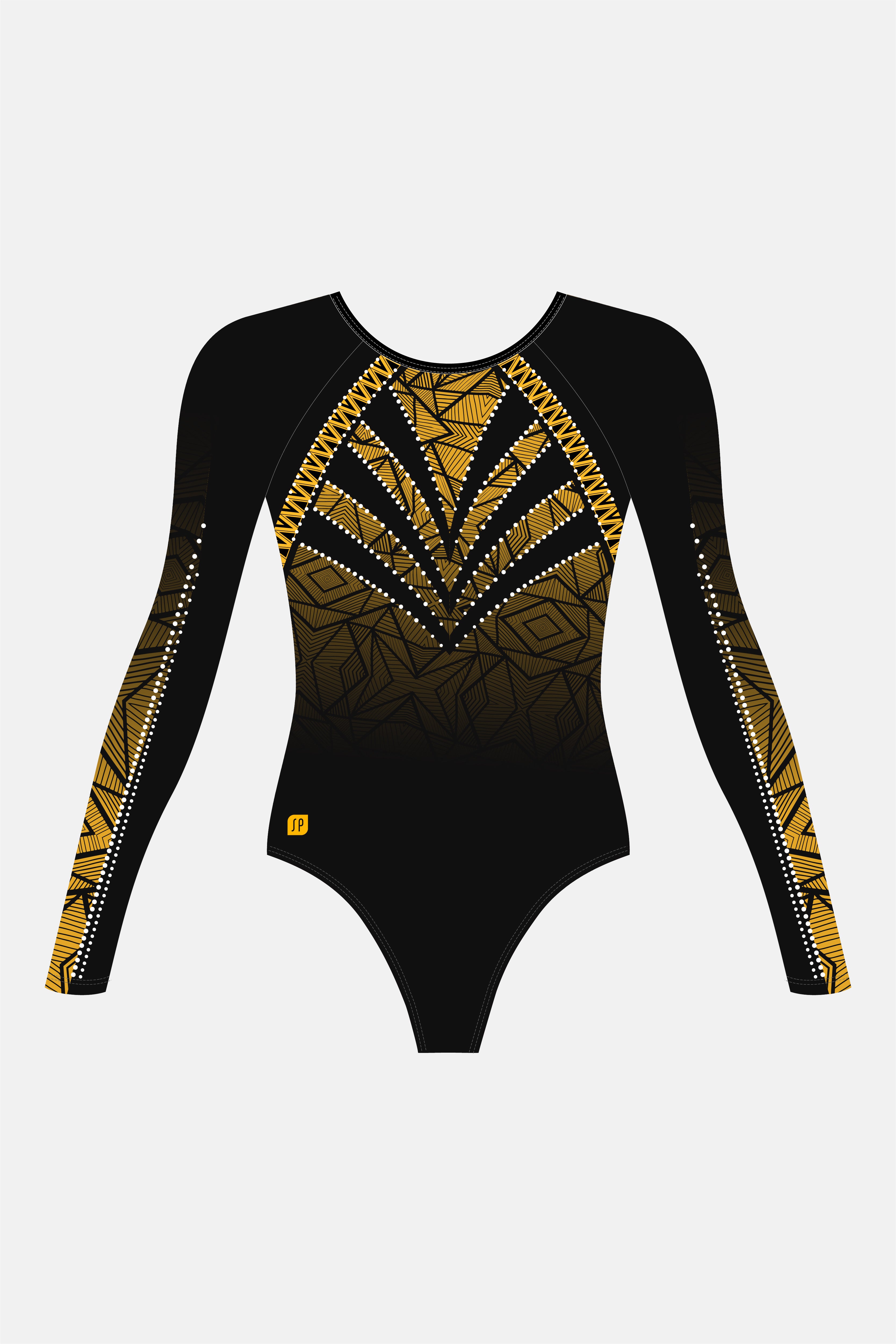 Girls Geo Long Sleeve Leotard