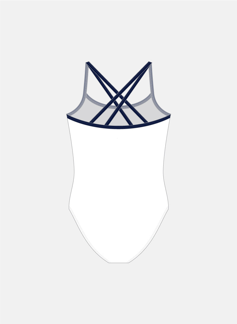 White Body Suit - Navy Straps