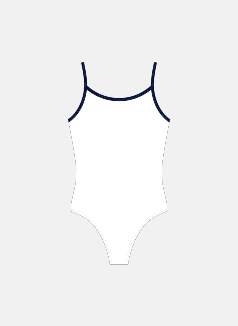 White Body Suit - Navy Straps