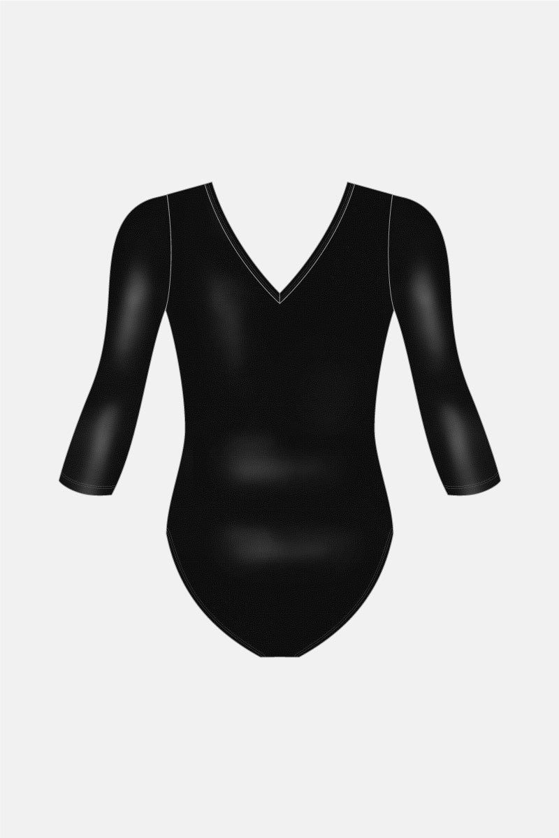 Girls Black 3/4 SLS Leotard