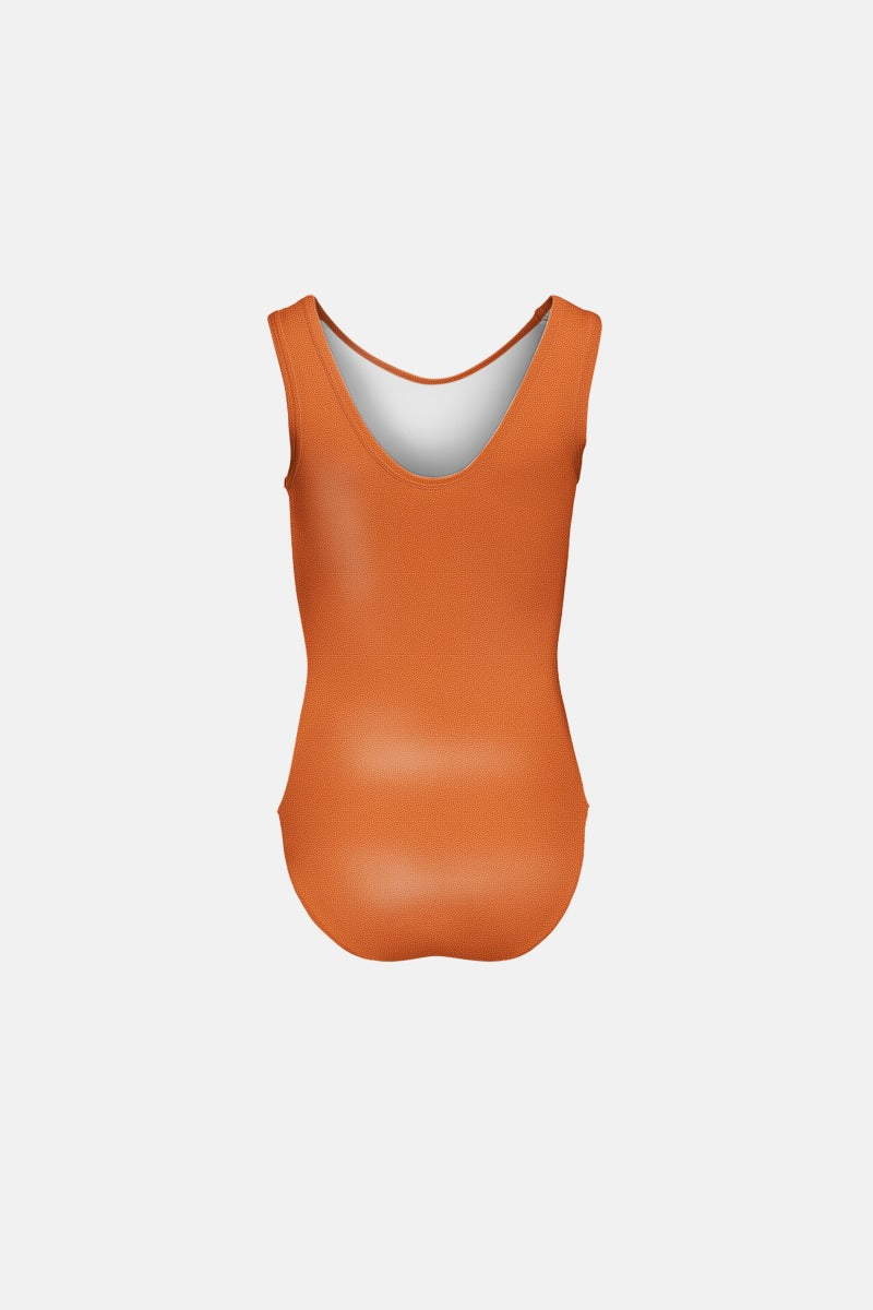 Girls Gold Orange Sleeveless Leotard