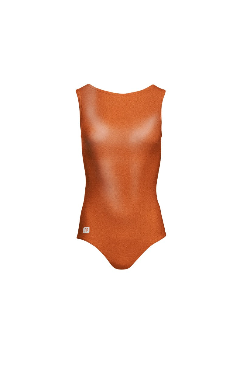 Girls Gold Orange Sleeveless Leotard