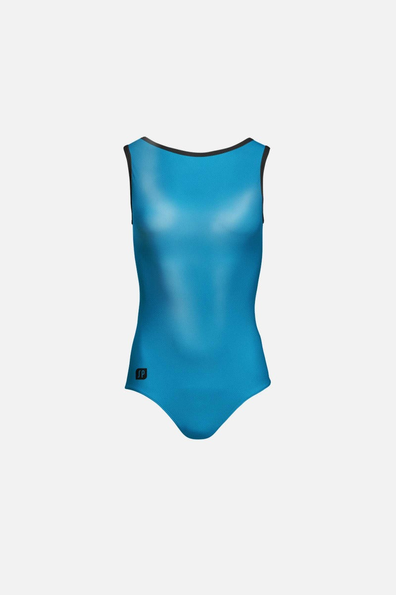 Girls Junior Aqua & Black Trim Myst Leotard