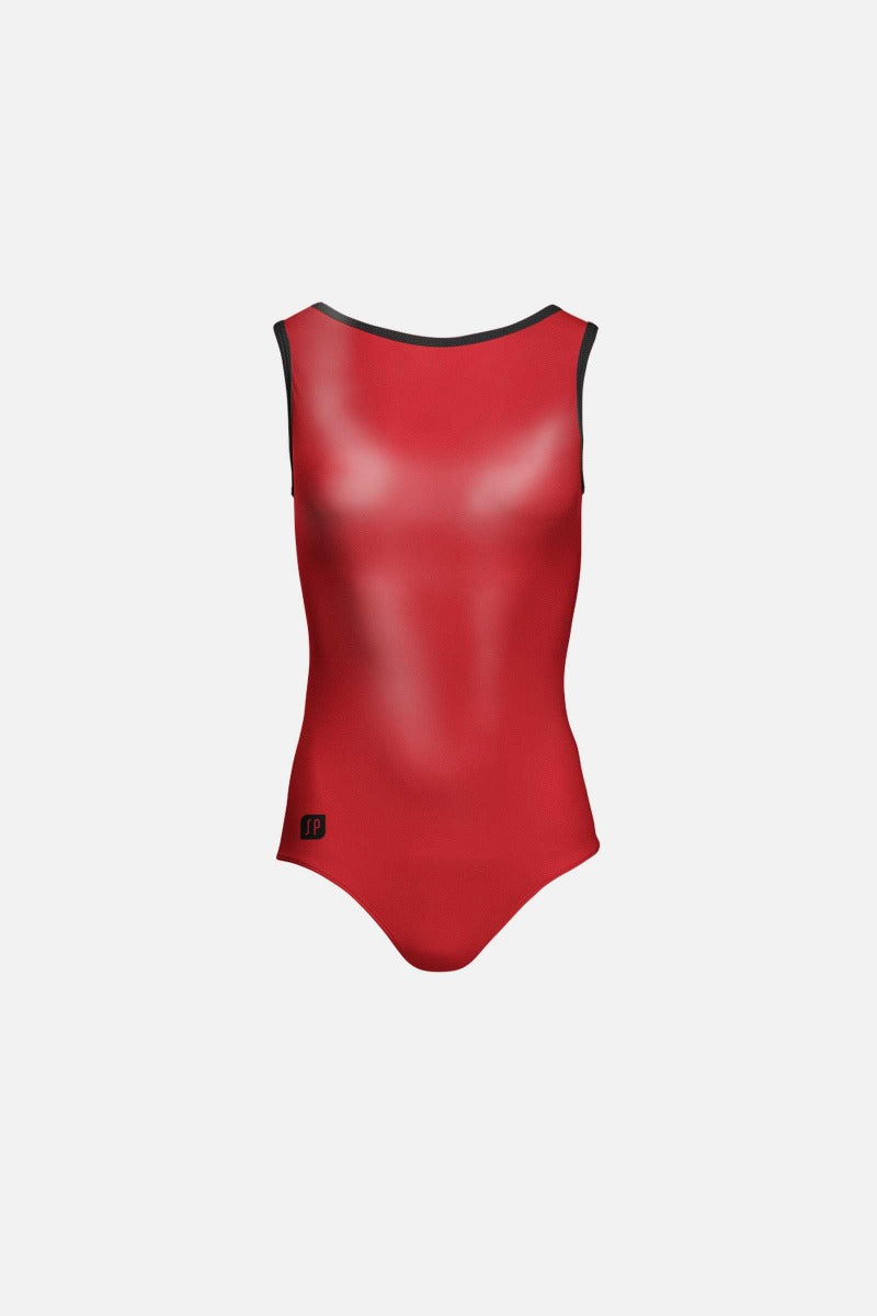 Girls Junior Red & Black Trim Myst Leotard