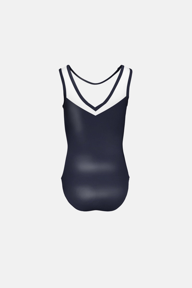 Girls Navy Sleeveless Sweetheart Leotard