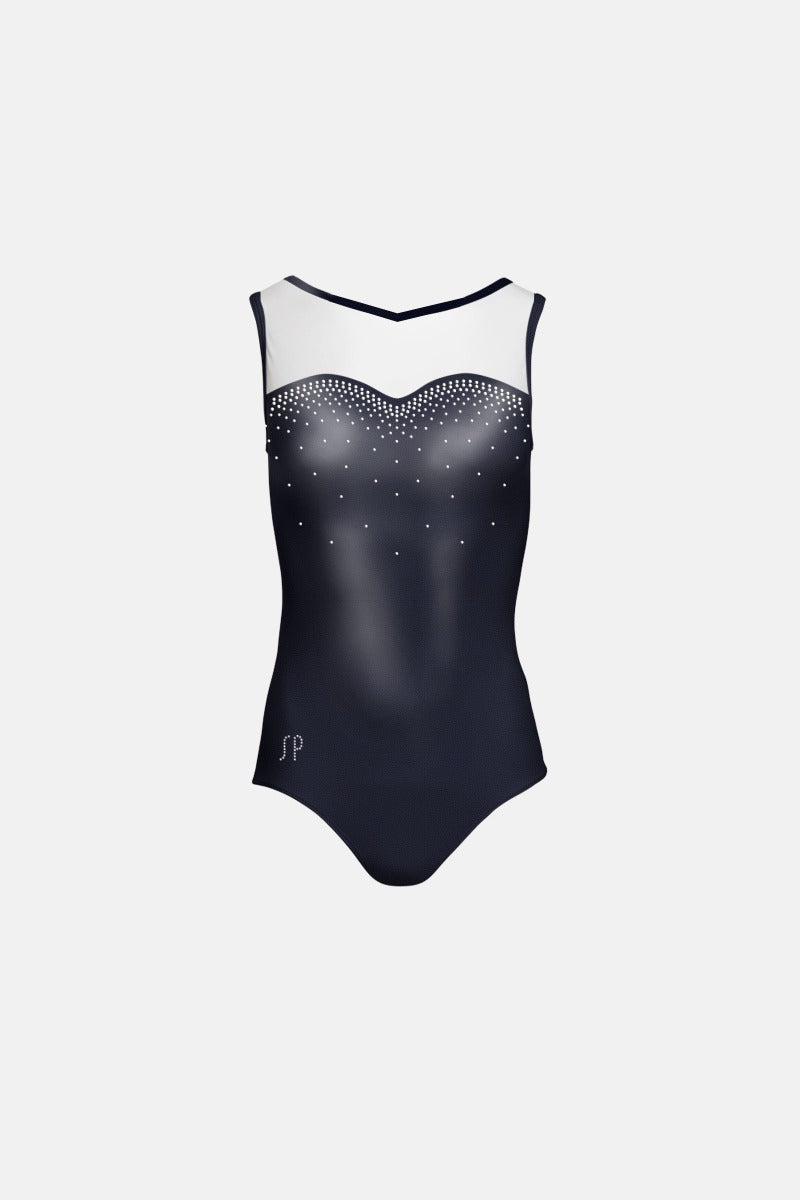 Girls Navy Sleeveless Sweetheart Leotard
