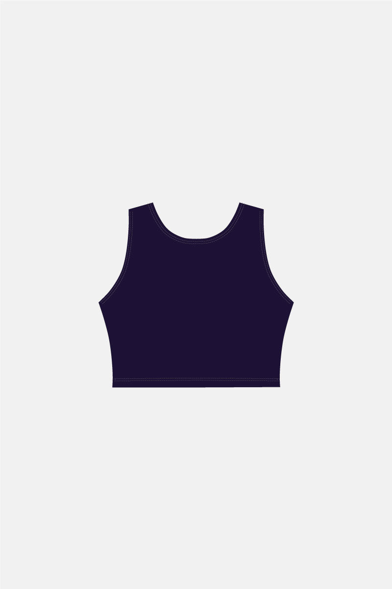 Girls Navy Cropped Singlets (Plain)