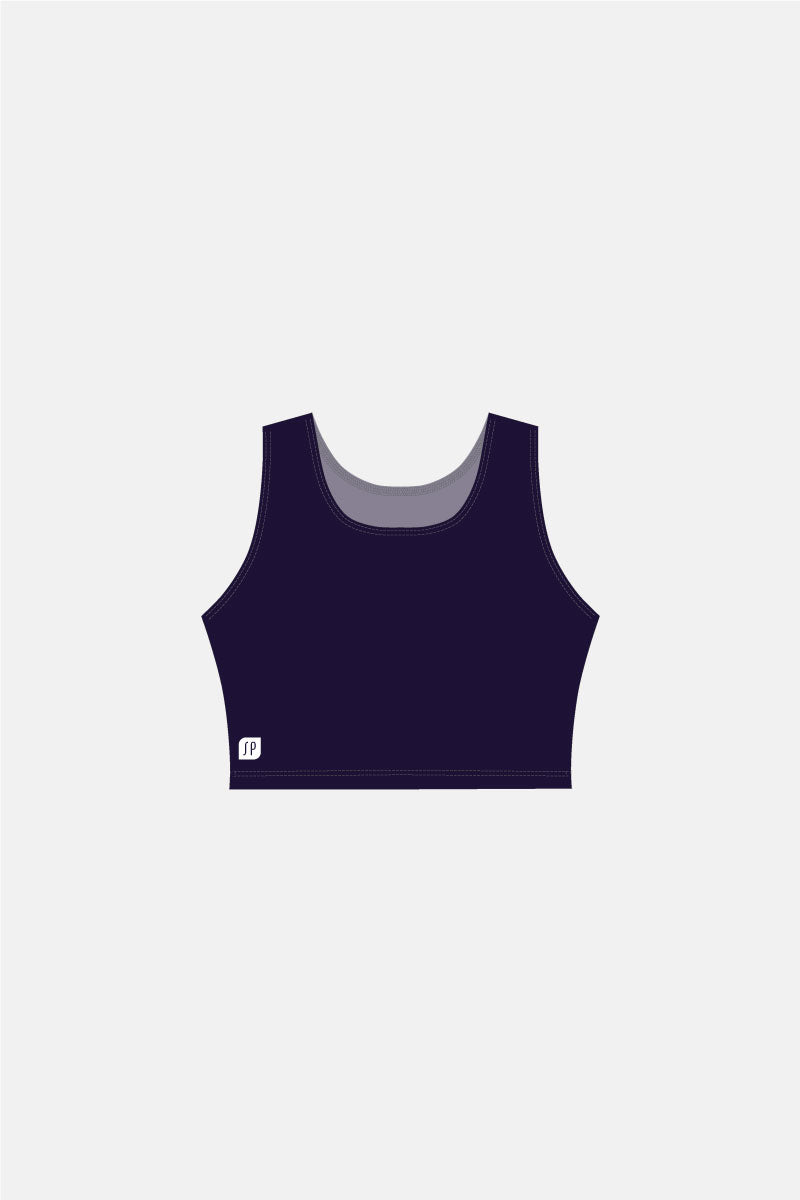 Girls Navy Cropped Singlets (Plain)