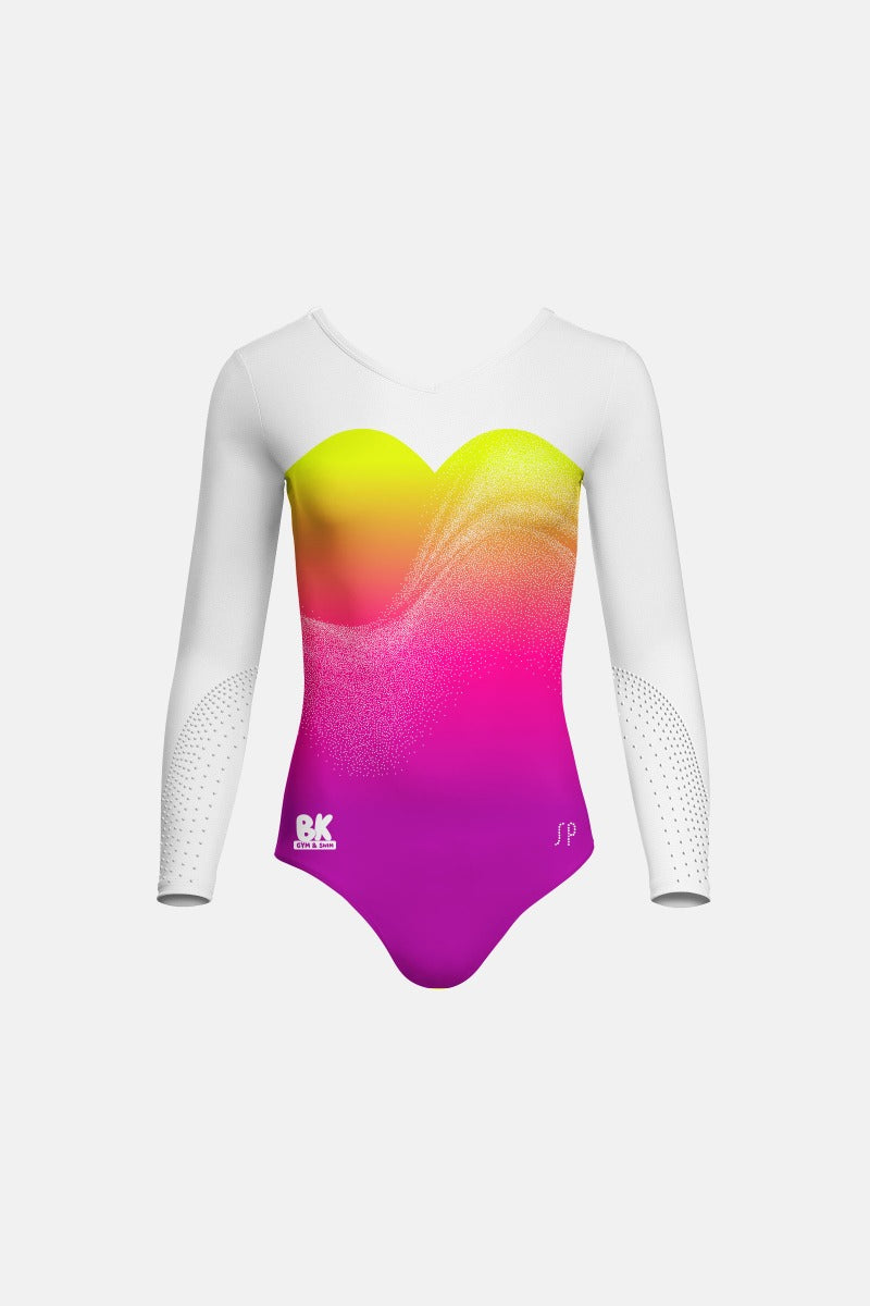 Girls Long Sleeve Leotard - Yellow/Burg