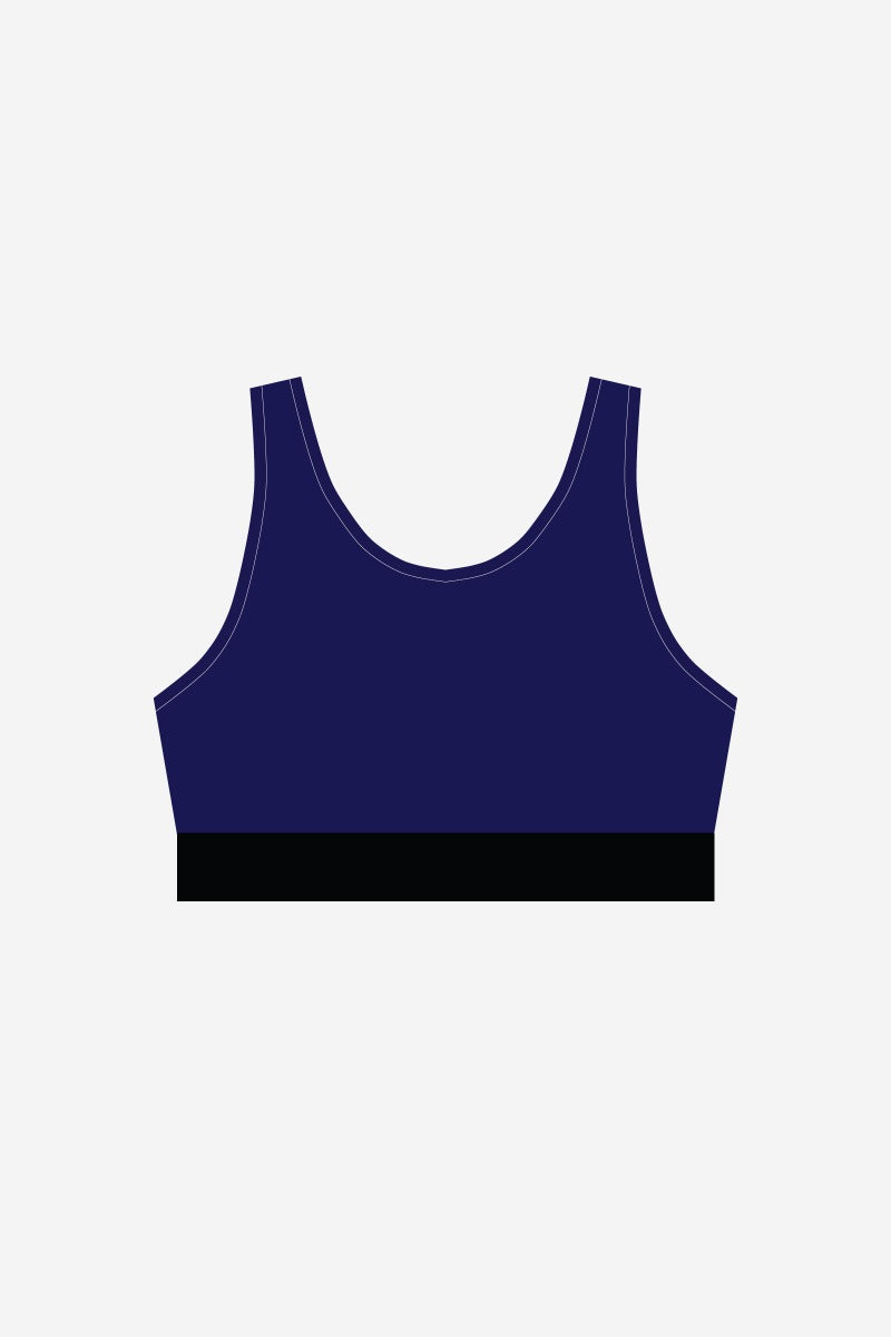 Girls Navy Supplex Crop With Black Band
